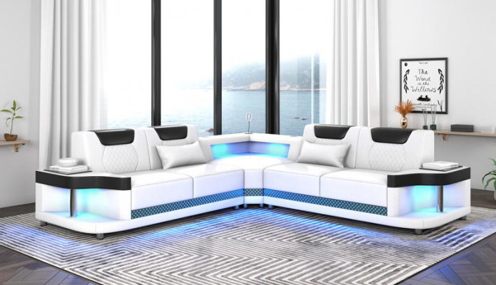 Ontwerp Esk hoekbank L-vorm Moderne banken Leren bank Bankstel Nieuwe_woonkamer_bank