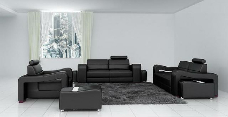 Ontwerper leren bankstel, bankstel met USB, bank, zitkussen set 3+2+1 sets