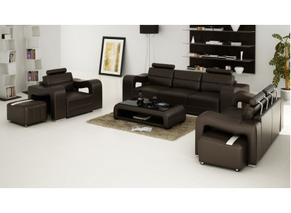 Leren bank Bank Woonlandschap 3+2+1-zits set Design Moderne Bank F3008D