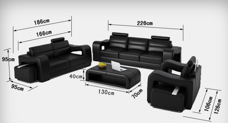 Leren bank Bank Woonlandschap 3+2+1-zits set Design Moderne Bank F3008D