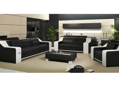 Ledersofa Set Bank Bank Zitkussen bekleding bankstel bankstel 3+2+1 bank HuttenS