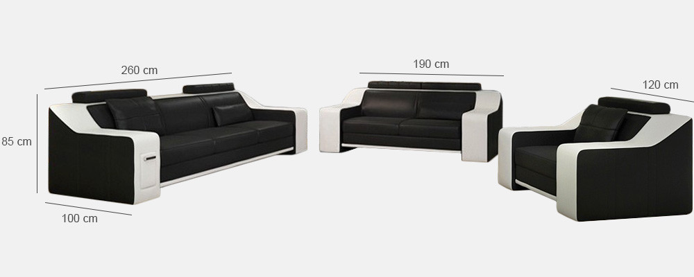 Ledersofa Set Bank Bank Zitkussen bekleding bankstel bankstel 3+2+1 bank HuttenS