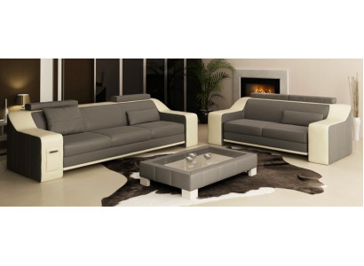 Ledersofa Set Sofa Bank Zitkussen Bekleding Set Bankstel 3+2+1 Bankstellen HuttenG