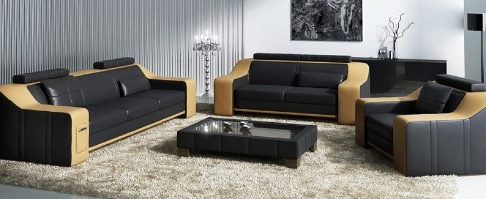 Ledersofa Set Sofa Bank Zitkussen Bekleding Set Bankstel 3+2+1 Bankstellen HuttenG