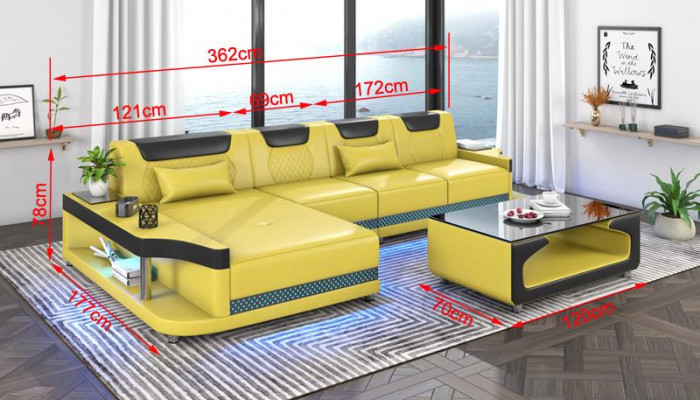 Hoekbank L-vorm Gestoffeerd Leer Woonlandschap Bankstellen Bankstellen Hoek Luxe meubels Nieuw