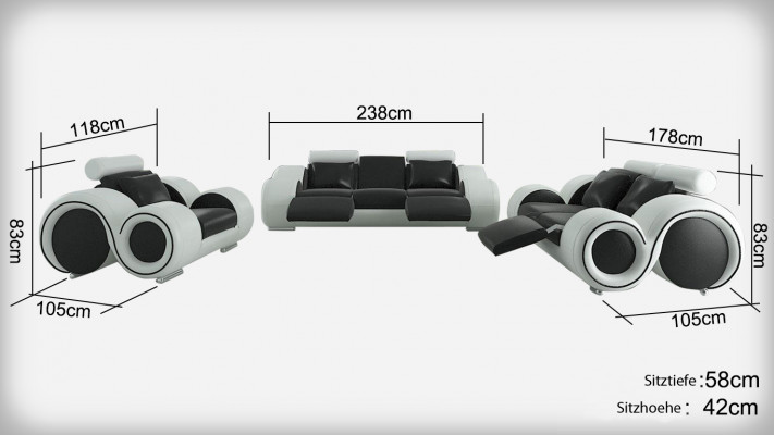 Leren bank met USB woonlandschap 3+2+1 zits bankstel Design Modern Sofa A1163D