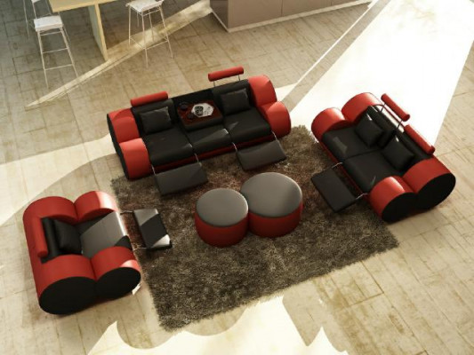 Leren bankstel 3+2+1 zits met USB Relax bank Bankstel Woonkamerset MADRID