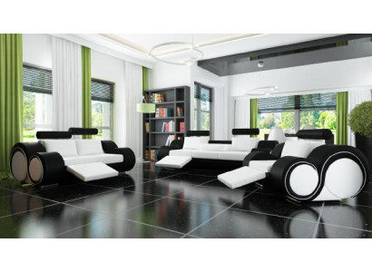 Sofaset + USB-bekleding 3+2+1 bankstel Designer Lounge Relax-bekledingsset
