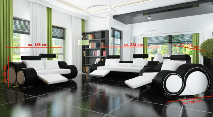 Sofaset + USB-bekleding 3+2+1 bankstel Designer Lounge Relax-bekledingsset