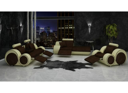 Bank Leer Textiel Stof Sofa Set 3 + Chaise + 1 USB Woonkamermeubel Set