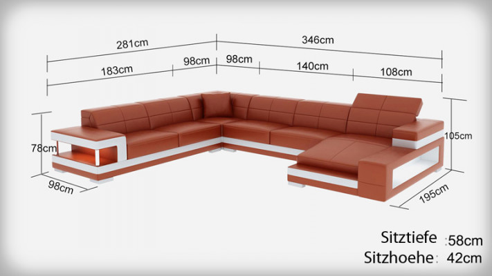Leren bank Bank Woonlandschap Hoekbank Hoekbank Ontwerp Modern Bankstel G8017