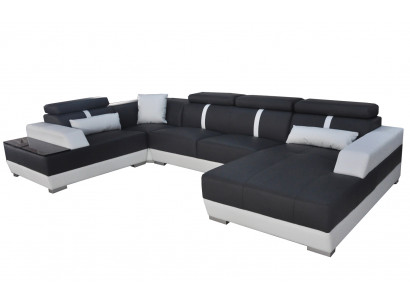 Leren bankstel woonlandschap hoekbank design modern bank U-vorm + chaise II K5015