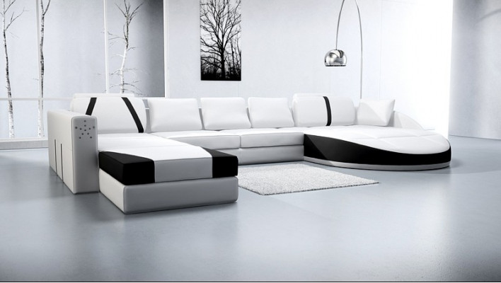 Ledersofa Bank Woonlandschap Hoekbank Hoekstel Ontwerp Modern Sofa A1122