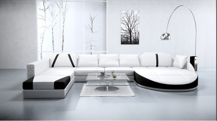 Ledersofa Bank Woonlandschap Hoekbank Hoekstel Ontwerp Modern Sofa A1122
