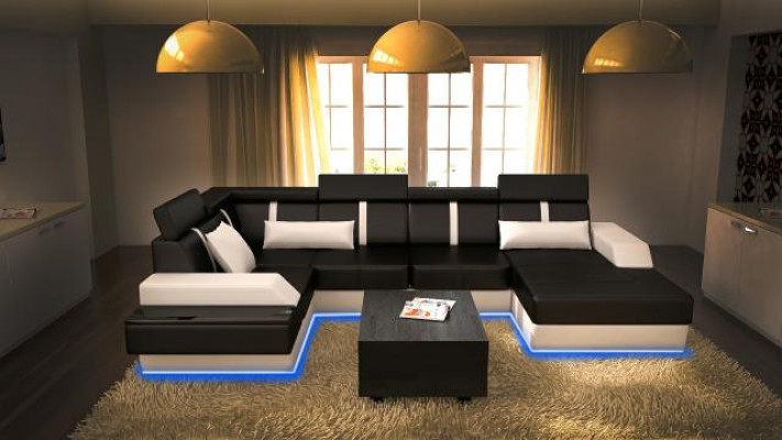 Designer woonlandschap hoekbank + USB bankstel bekledingsset leren bank banken nieuw