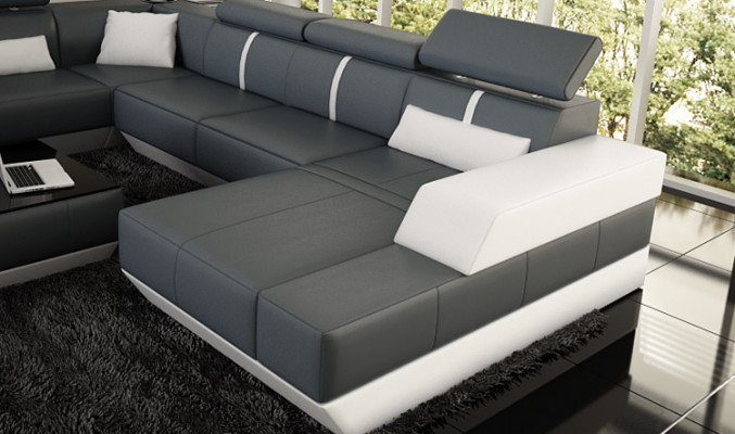 Leren bank + USB, modulaire bank hoekbank leren bank posterhoek NIEUW