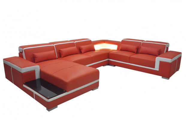 Ontwerp hoekbank + USB-upholstery-hoeklederen zitbank woonlandschap XXL U-vorm