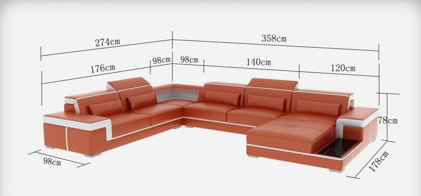 Moderne zithoek leren bank gestoffeerde hoekbank hoekbank bank woonlandschap + USB