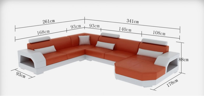 Leren bank Bank woonlandschap Hoekbank Hoekbank Set Ontwerp Moderne Bank met USB