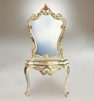 Console tafel Spiegel dressoir Set Hout Italiaanse meubels stijlen Elisa 2-delig Nieuw