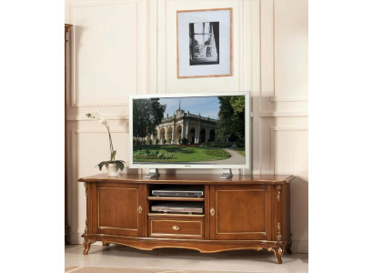 TV dressoir RTV woonkamer design plank bruin hout rekken lowboard Italië nieuw