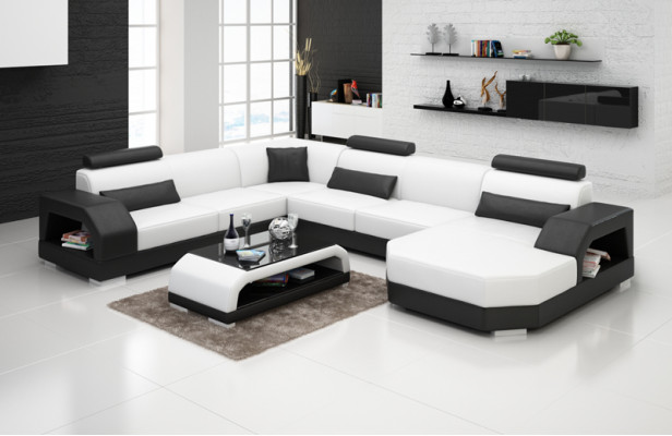 Leren bank Bank Woonlandschap Hoekbank Hoekstel Ontwerp Modern Sofa G8001