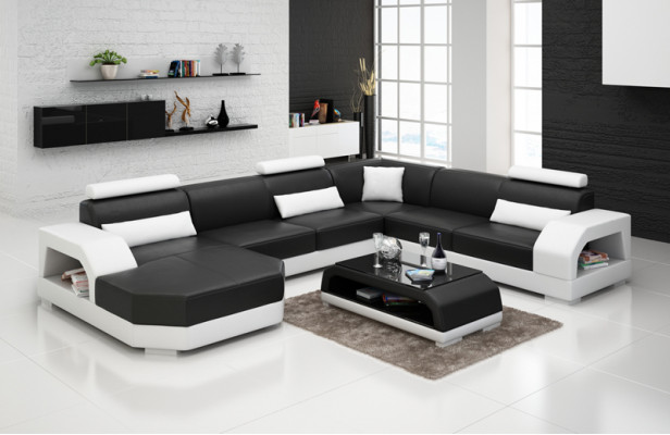 Leren bank Bank Woonlandschap Hoekbank Hoekstel Ontwerp Modern Sofa G8001