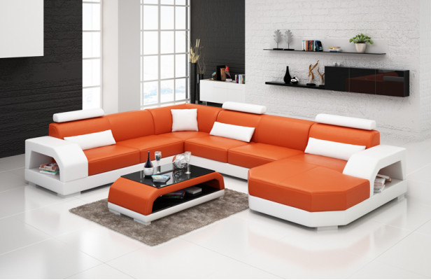 Leren bank Bank Woonlandschap Hoekbank Hoekstel Ontwerp Modern Sofa G8001