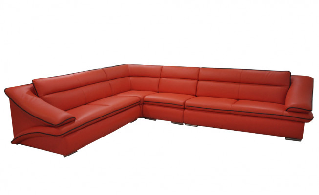 Ontwerp Leren Woonlandschap Hoekbank Moderne Bankstel Hoek Rood USB + LED