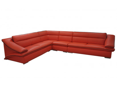 Ontwerp Leren Woonlandschap Hoekbank Moderne Bankstel Hoek Rood USB + LED