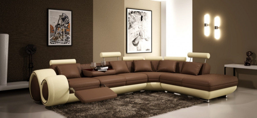 Leren bank Bank Woonlandschap Hoekbank Hoekstel Ontwerp Modern Sofa A1163C