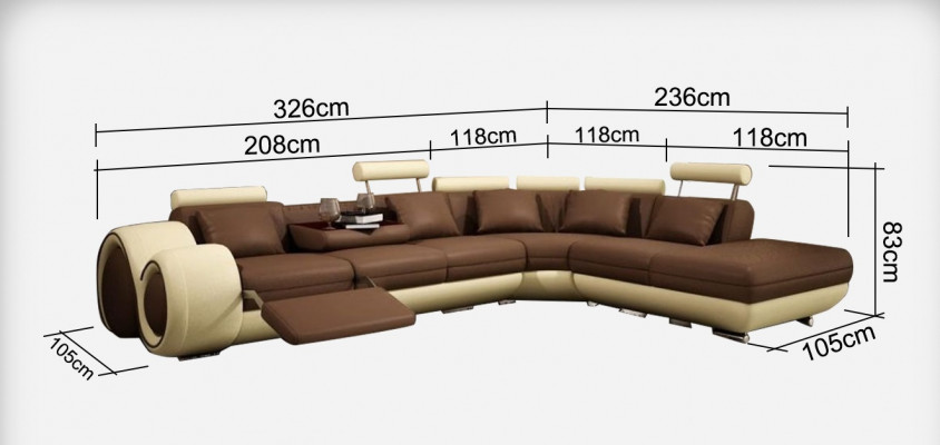 Leren bank Bank Woonlandschap Hoekbank Hoekstel Ontwerp Modern Sofa A1163C
