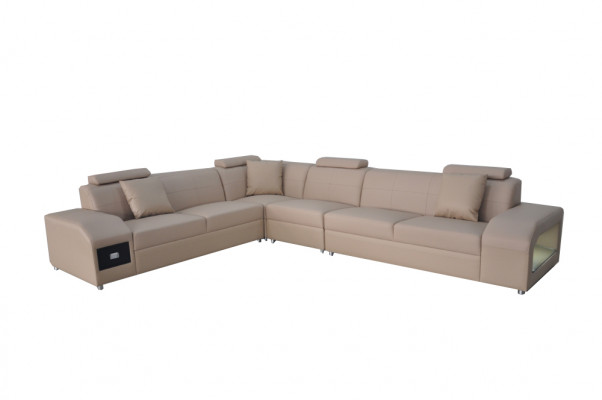 Hoekbankset Design Modern Sofa + USB-ledersofa Bankstelbank