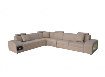 Hoekbankset Design Modern Sofa + USB-ledersofa Bankstelbank
