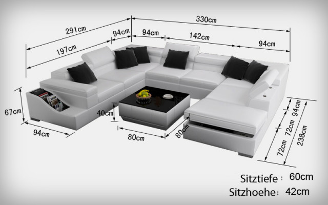 Eckbank lederen bank woonkamer woonlandschap gestoffeerde bankstellen +USB