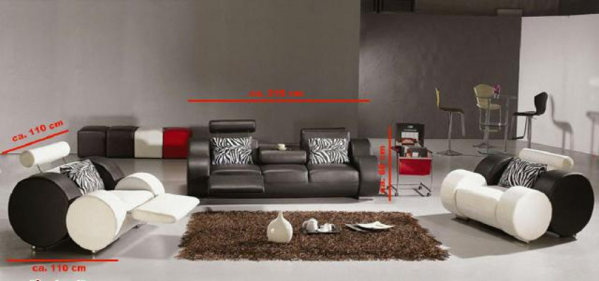 LEDEREN BANKSTEL MET USB LEER GARNITUUR 3+2+1 ZITS BANKSTEL ONTWERP SOFA NIEUW