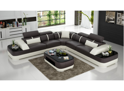Leren bankstel Gestoffeerde Zits Hoekbank Decoratieve Set Woonlandschap Woonkamer