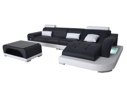 Eck bank gestoffeerde tafel banken banken woonlandschap + USB luxe set hoek