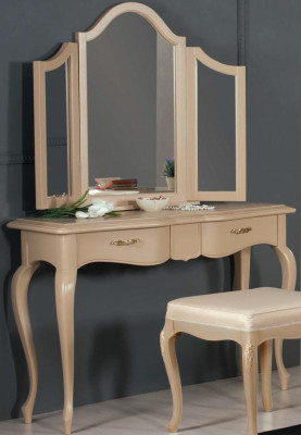 Kaptafel met spiegel Slaapkamer meubel Design Nachtkastje Kruk 2-delig Nieuw