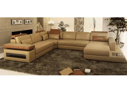 Sofa U-vorm meubel luxe set banken bank luxe designer lederen woonlandschap