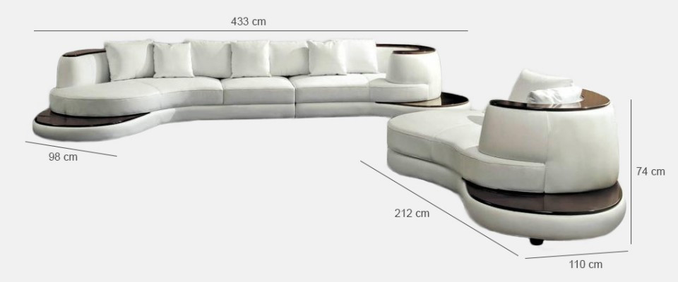 Ronde bankontwerper hoekbank bank bankbekleding lederen suite woonlandschap royal