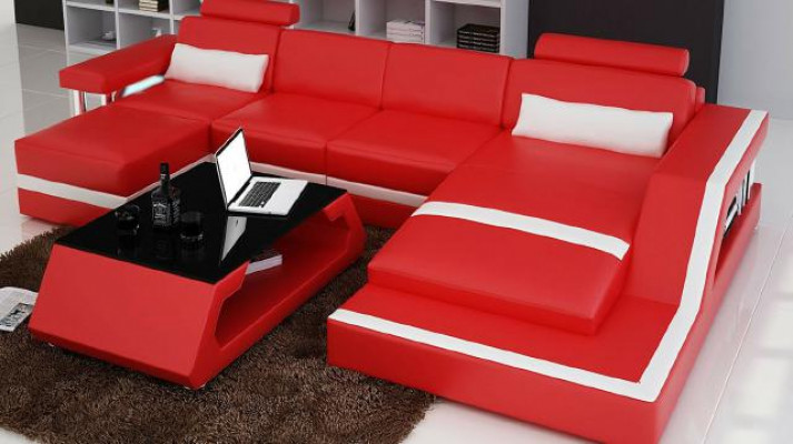 Ontwerper hoekbank bank woonlandschap Groot modern leren bank + USB bankbekleding