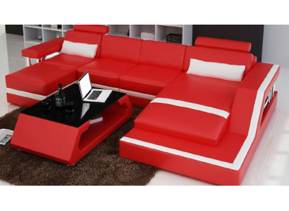 Ontwerper hoekbank bank woonlandschap Groot modern leren bank + USB bankbekleding