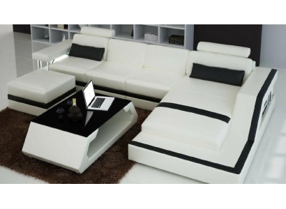 Ontwerper woonlandschap Big moderne lederen bank met USB HAMBURG III hoekbank sofa