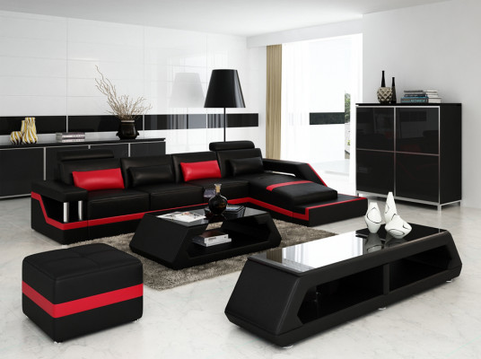 Ontwerper woonlandschap Big moderne lederen bank met USB HAMBURG III hoekbank sofa