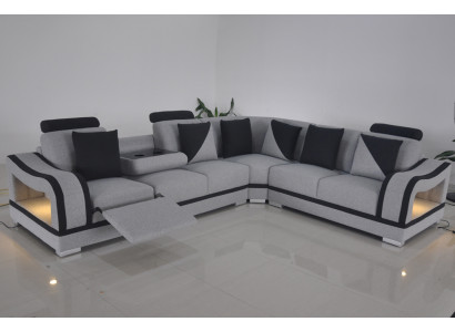 Leren bankstel woonlandschap set - Moderne L-vormige hoekbank.