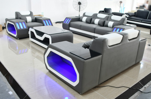 Sofaset 3+2+1-zits bankstel met bijzettafelset, modern design 4-delige moderne.