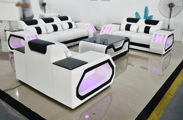 Sofaset 3+2+1-zits bankstel met bijzettafelset, modern design 4-delige moderne.