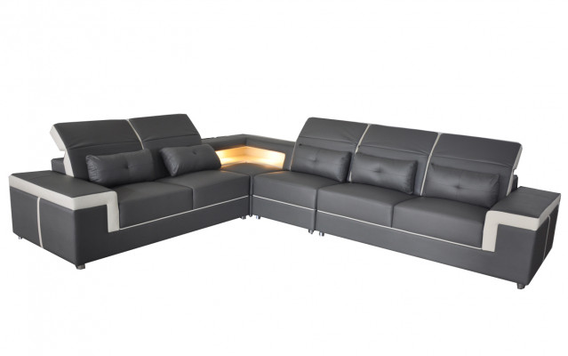 Sofa Hoekbank Bekleding Woonkamer design Hoekbank L-vormige L-vormige bank USB + LED