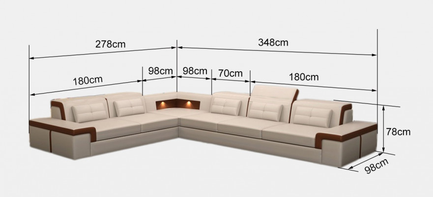 Sofa Hoekbank Bekleding Woonkamer design Hoekbank L-vormige L-vormige bank USB + LED